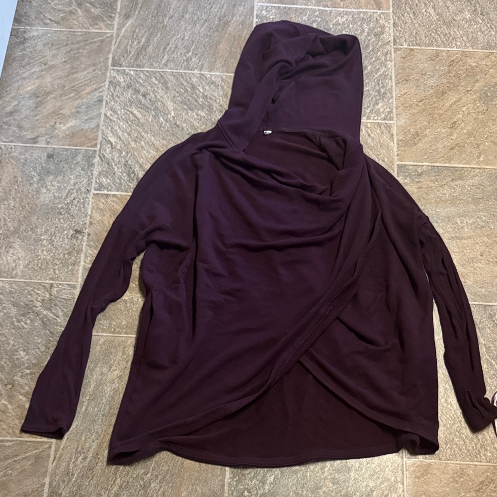 Purple Hooded Wrap Sweater